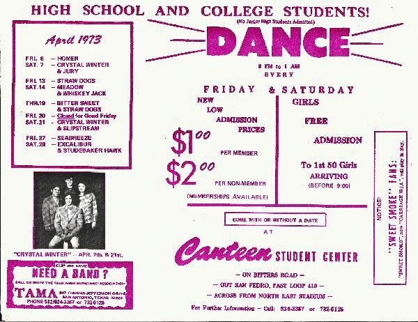 Canteen poster for april 73 for Crystal Winter