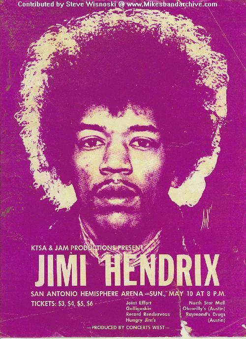 Jimi Hendrix concert poster at Hemisphere Arena